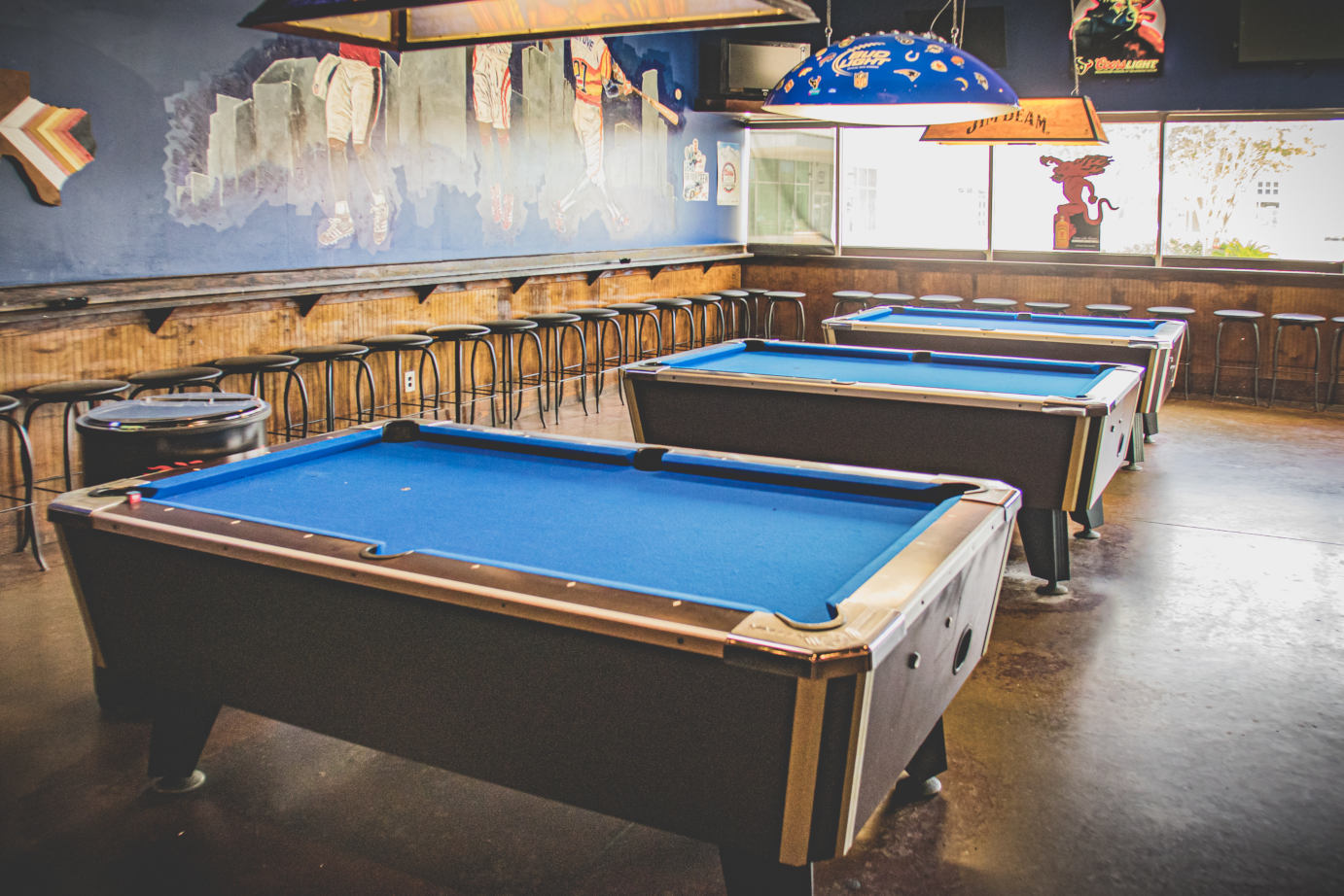 Interior, pool tables